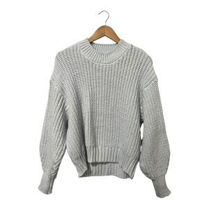 H&M Chunky Cable Knit Sweater Baby Blue Women's Size Small Mock Neck Long Sleeve